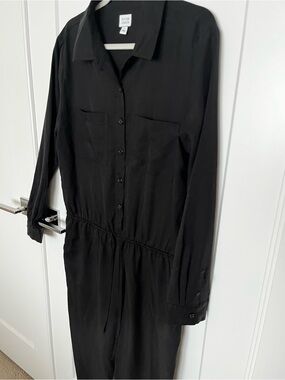 Peyton Jensen Black Long-Sleeve Button Jumpsuit